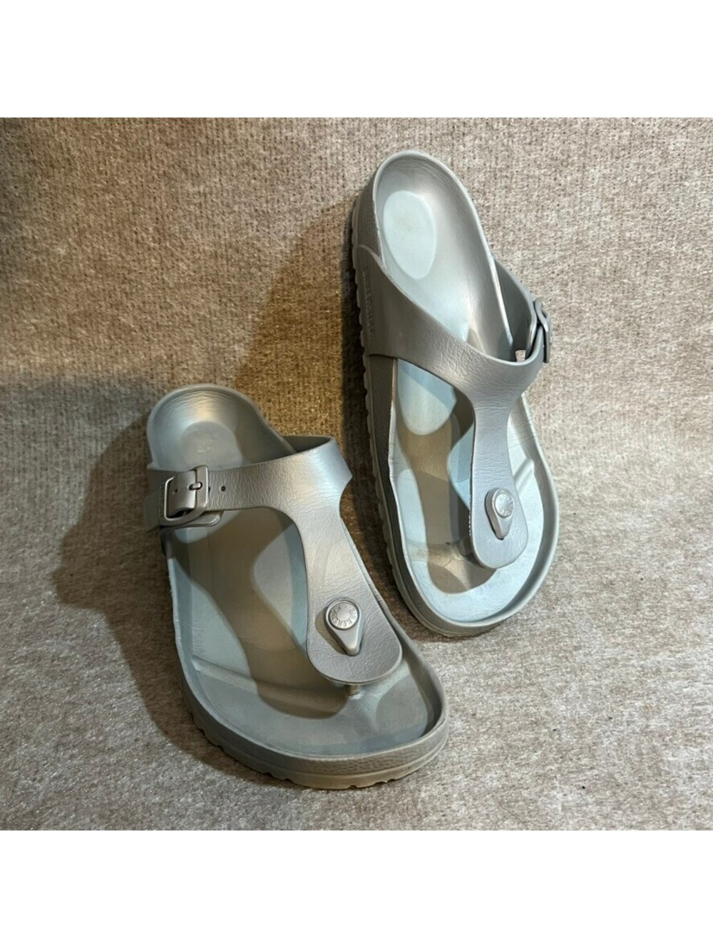 Birkenstock Gizeh EVA Sandals EU 40 Women 9 9.5 Metallic Silver Gray Thong